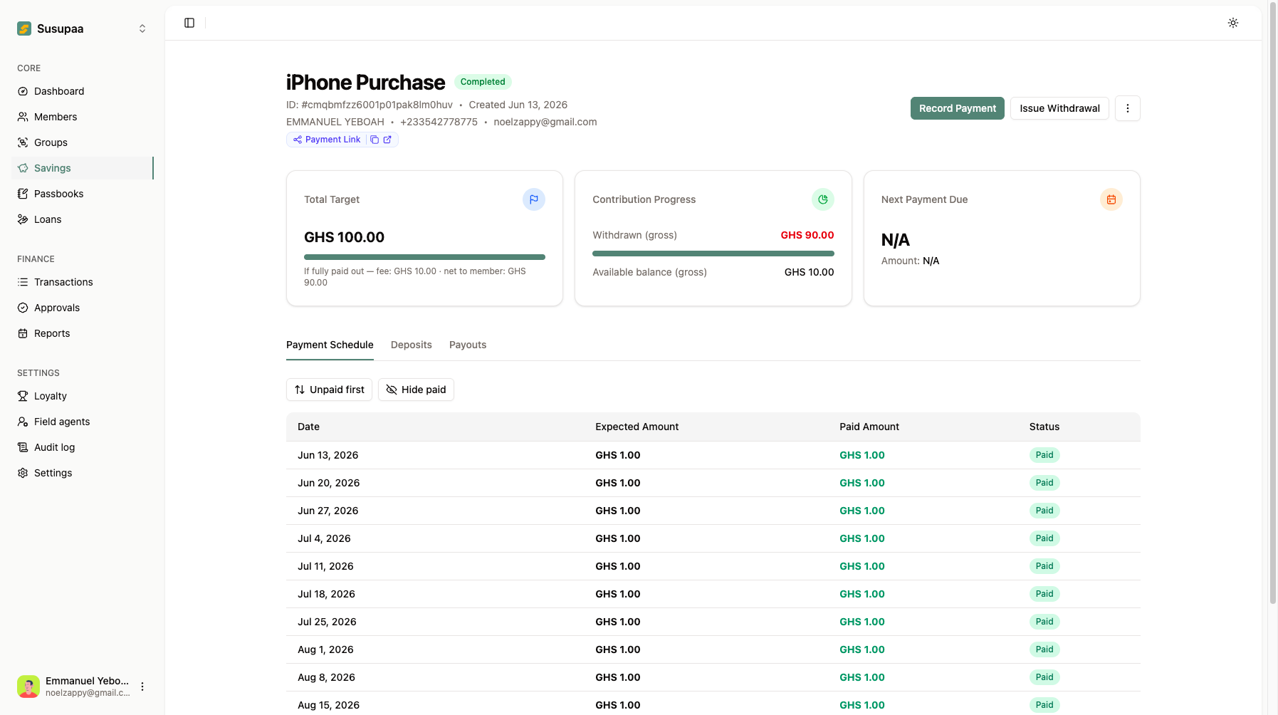 Goal-based savings, on a schedule.